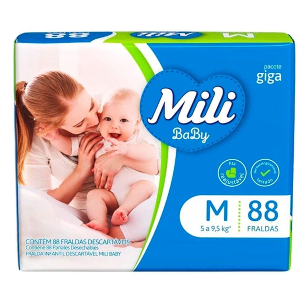 Fralda Descatável Mili Baby Giga M Com 88 Unidades