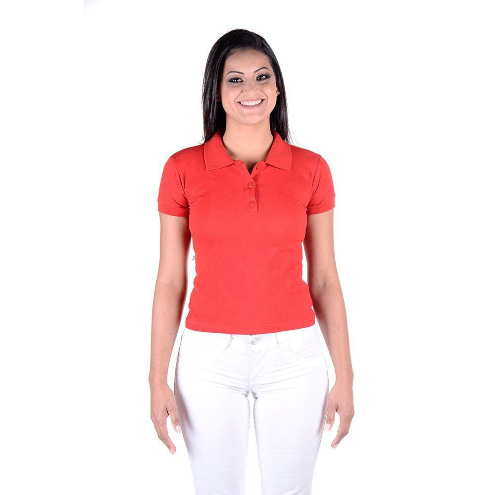 Uniforme Feminino Blusa Baby Look Tecido de Piquet - Vermelho