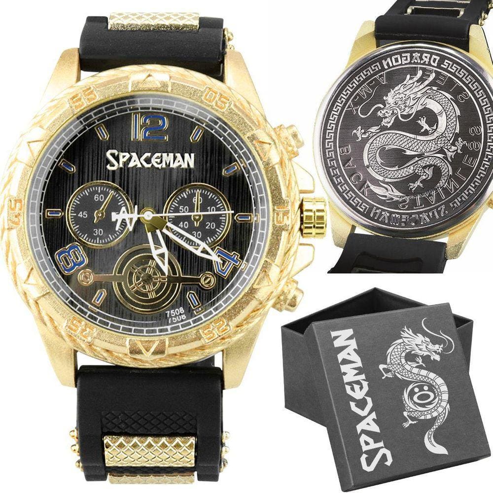 Relogio Aço Inox Grande Dourado Masculino + Caixa