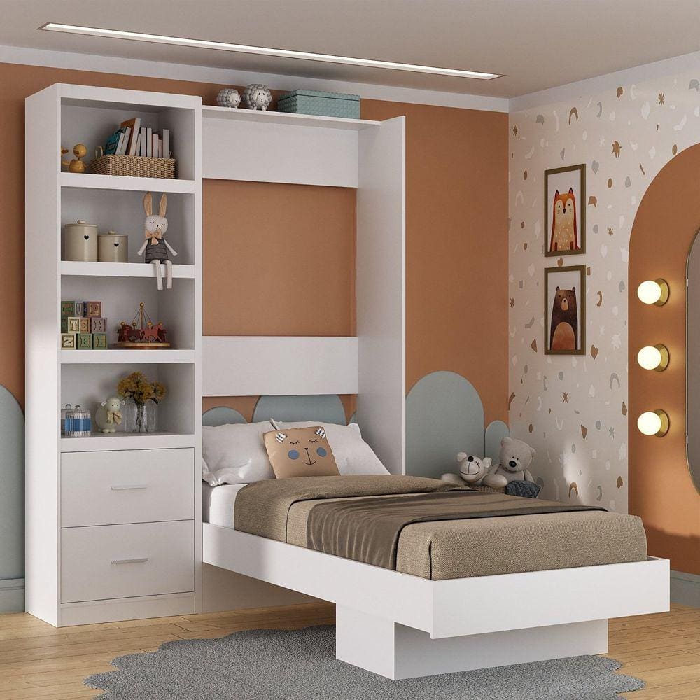 Cama Articulada Infantil/Juvenil com Estante Casatema Branco