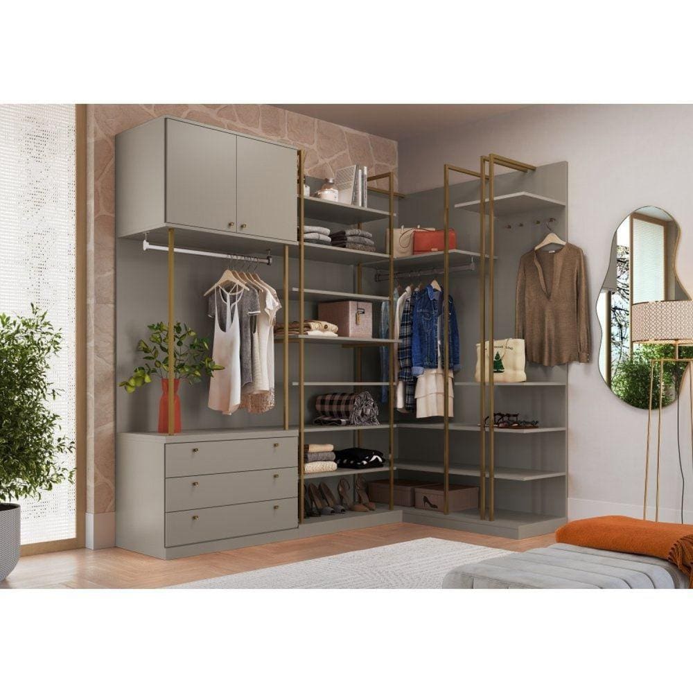 Módulo Prateleiras e Suportes Guarda Roupa Closet Modulado Smart Tube Níquel