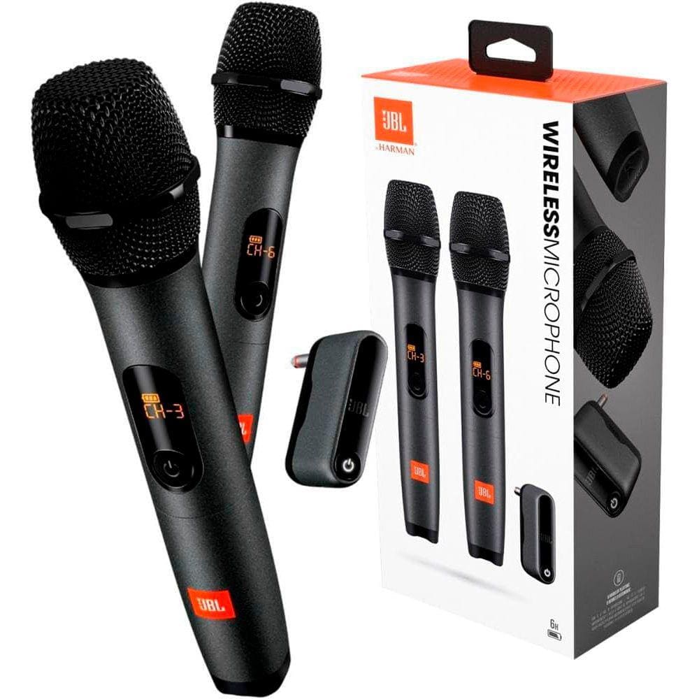 Kit Com 02 Microfones Sem Fio JBL Black Wireless