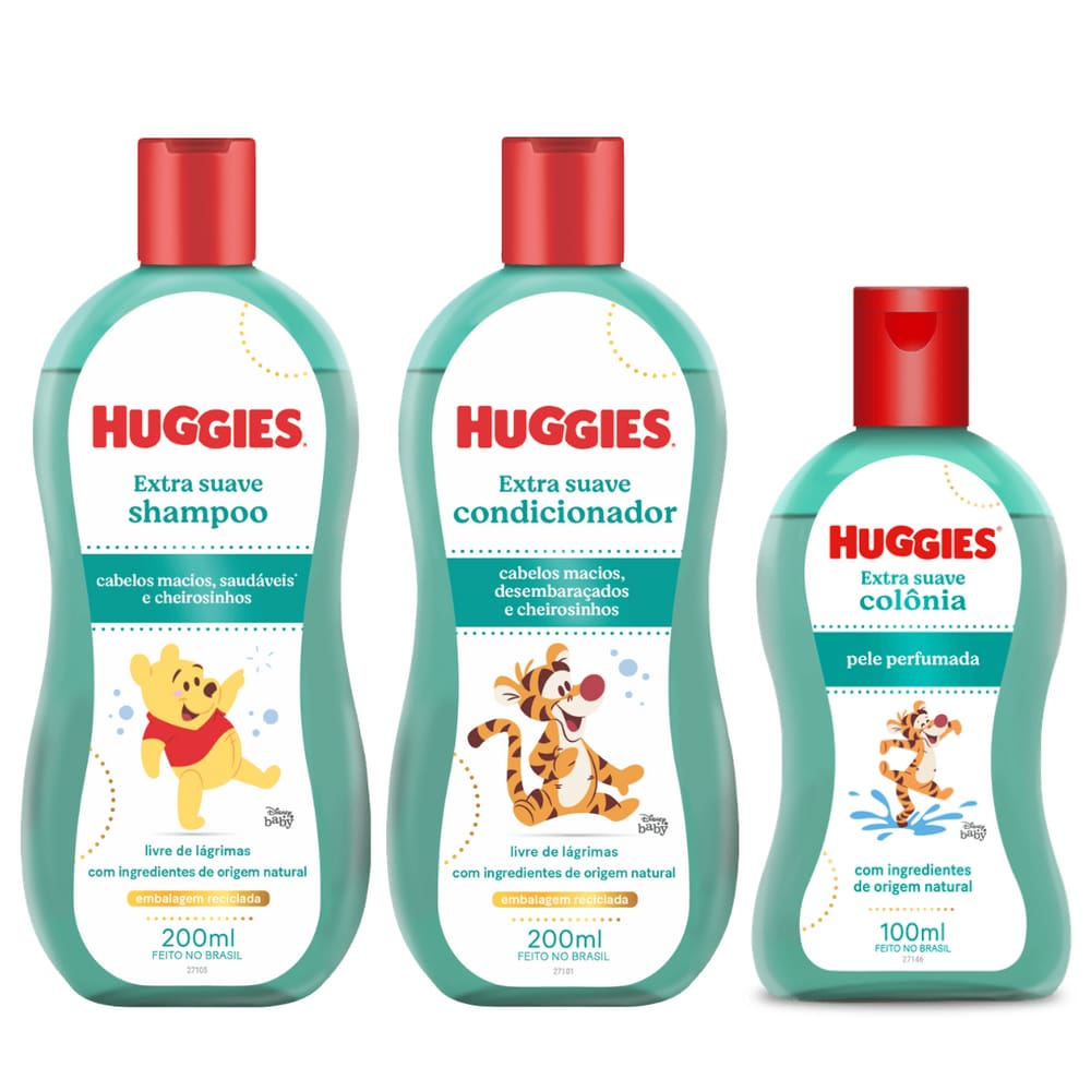 Kit Shampoo Condicionador e Colônia Huggies Extra Suave 200ml