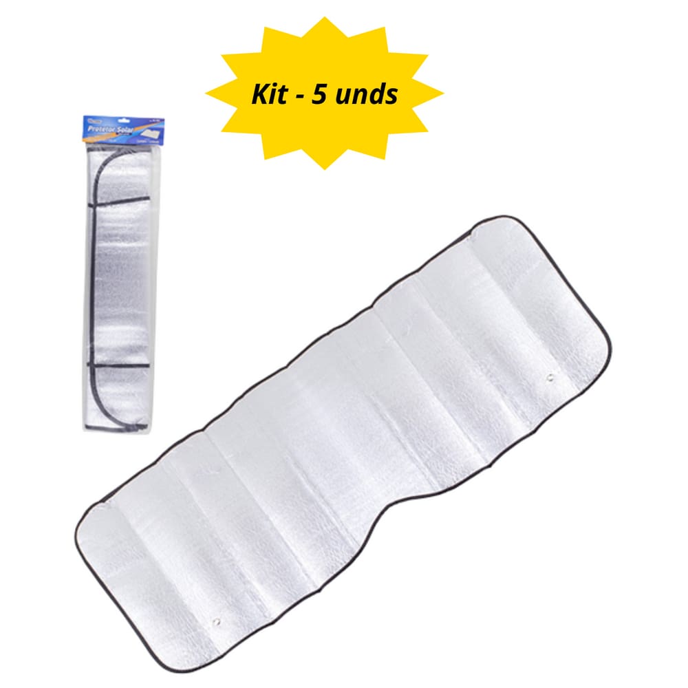 Kit 5 und Protetor Solar Parabrisa Automotivo 130x60cm Prata