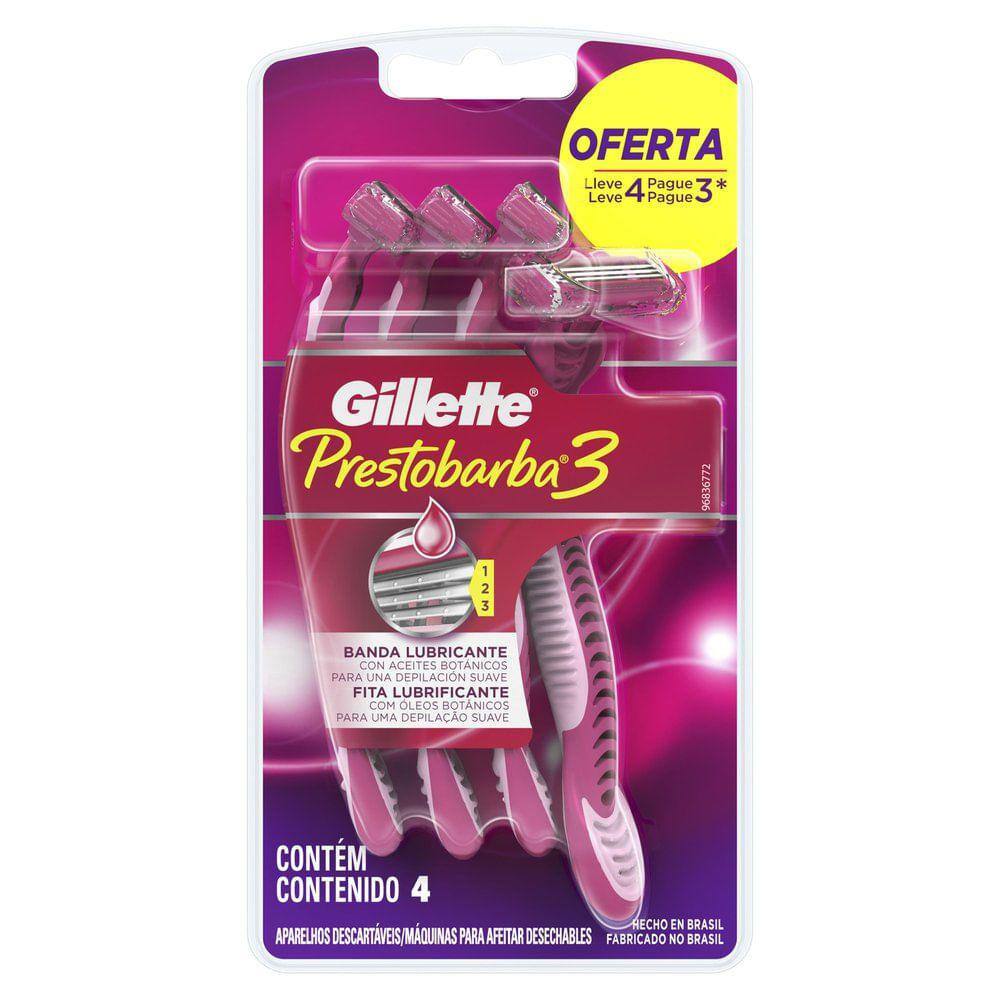 Aparelho de Depilação Gillette Prestobarba3 Descartável Leve 4 Pague 3