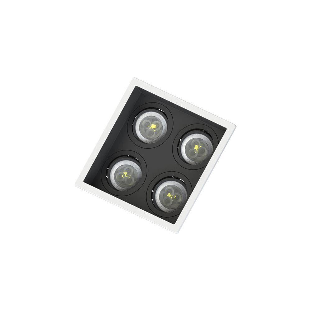 Spot Embutir Recuado Save Energy 4 Lâmpadas Branco/Preto