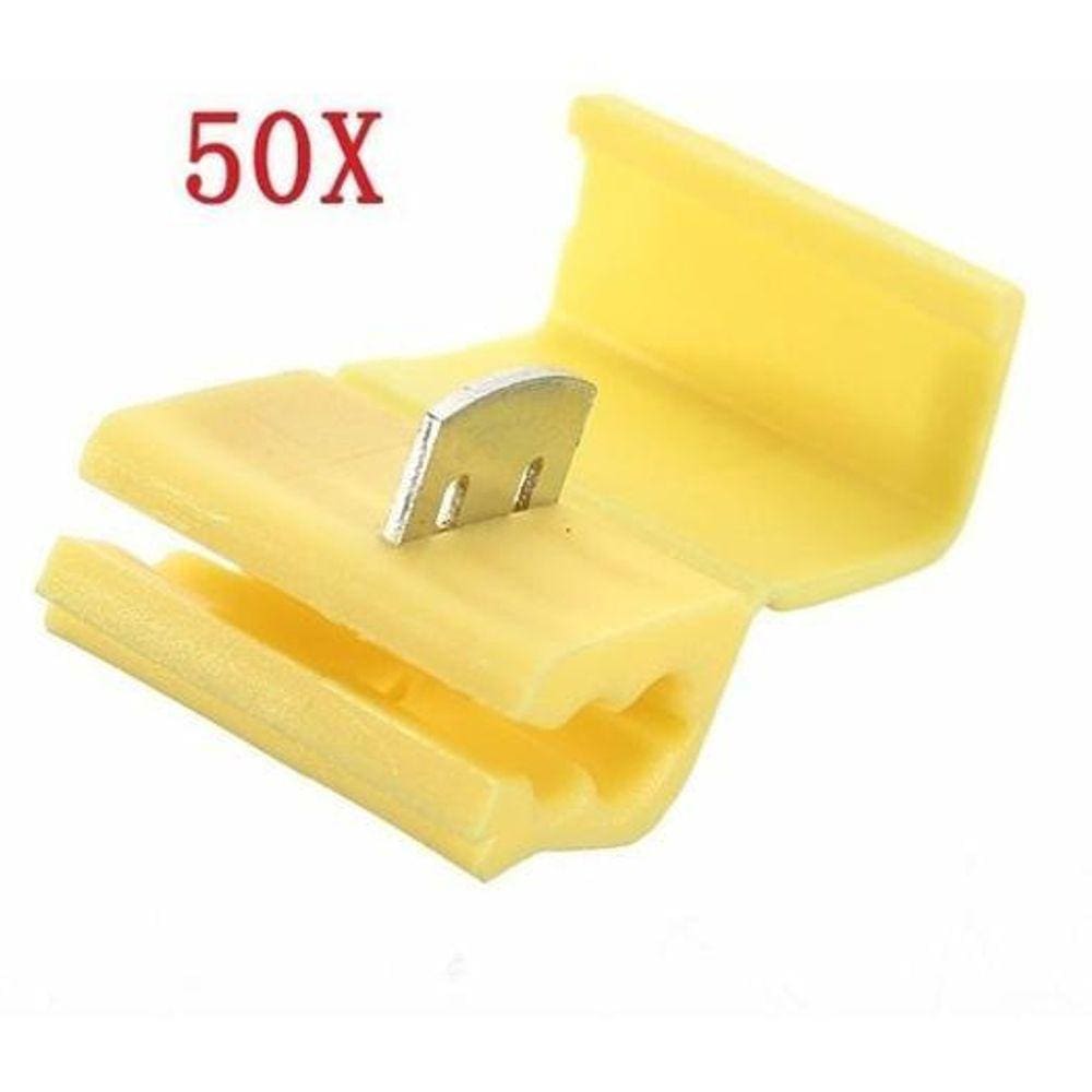 50Pçs Conector Derivação Emenda Cabos Fios Amarelo 4 A 6Mm