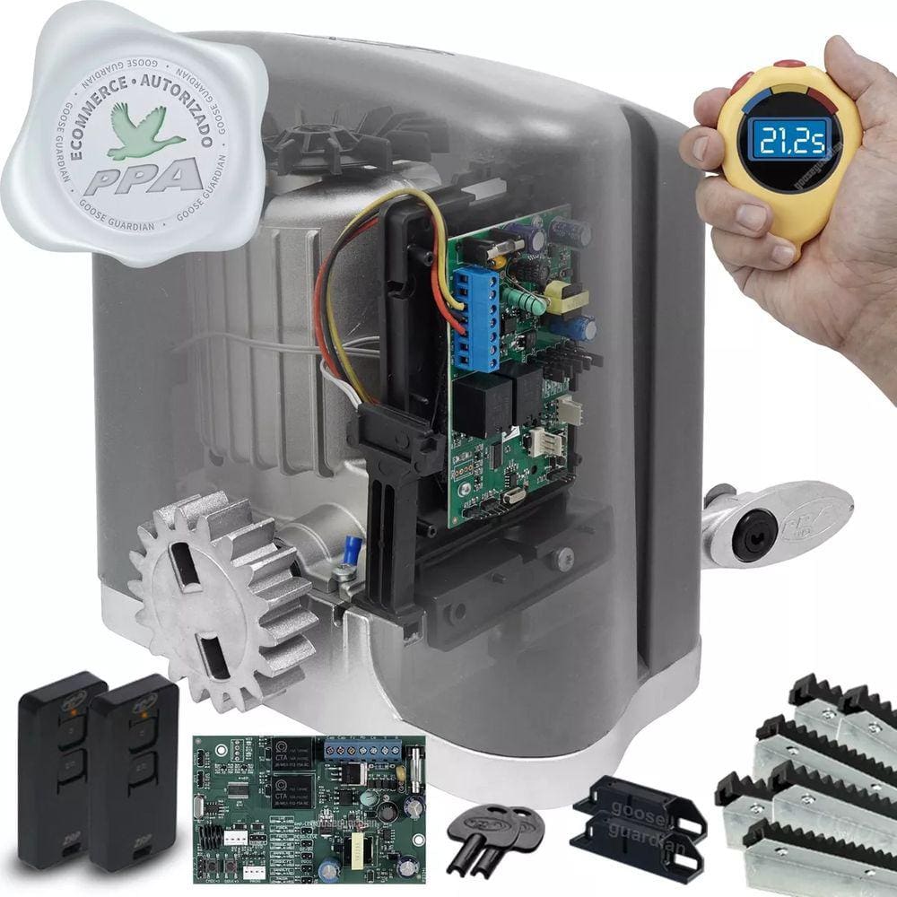 Kit 1 Motor Ppa Dz Rio 6m Crem 2 Control Portão 400 Kg