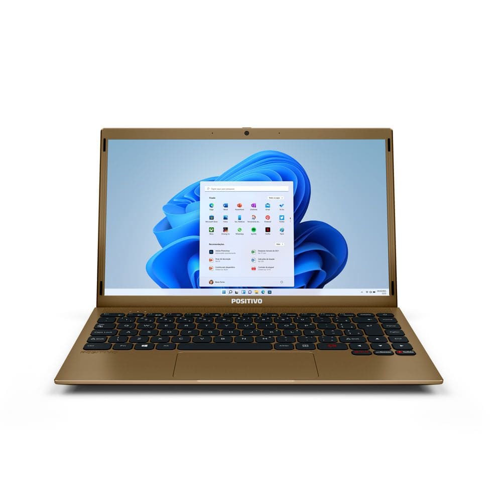 Notebook Positivo Motion C4120F Intel® Celeron® Dual-Core™ 4GB RAM 120GB SSD Windows 11 Home 14” - Dourado - Inclui Microsoft 365*