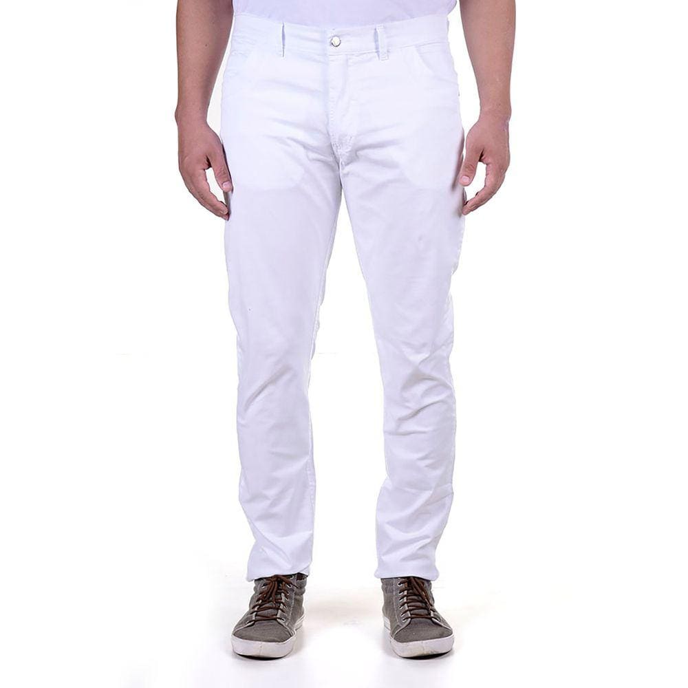 Uniforme Masculino Calça Skinny Tecido de Brim com Elastano - Branco