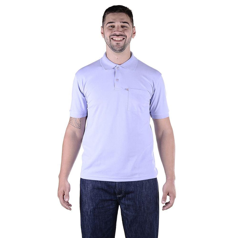 Camisa Masculina Uniforme de Piquet Gola Polo Manga Curta - Lilás
