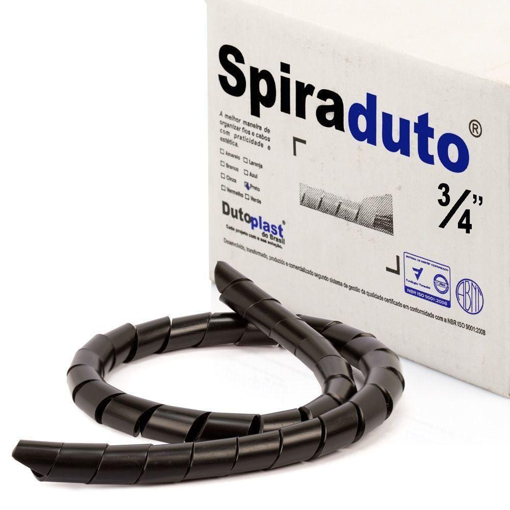 Organizador Fios E Cabos Spiraduto 3-4 Preto - 25 Metros