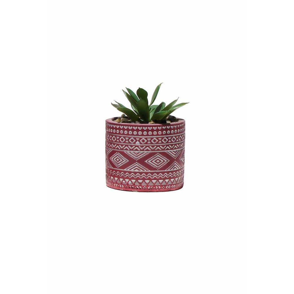 Vaso em Cimento com Suculenta Planta Artificial Cachepot