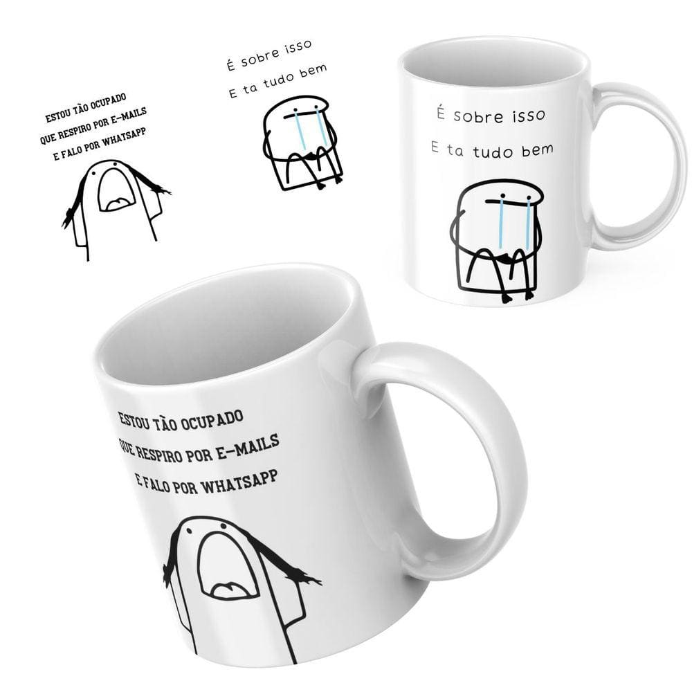 Caneca Xicara de Porcelana Personalizada Meme Divertido Flork