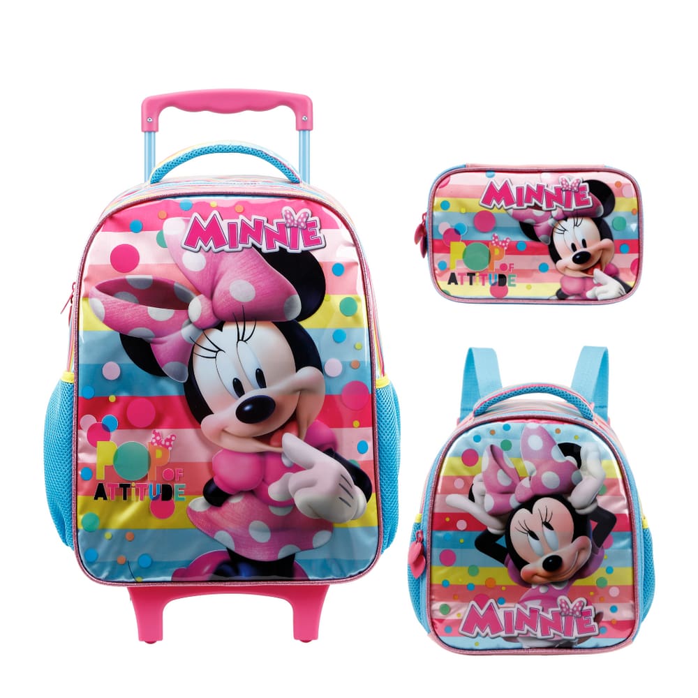 Kit Mochila Rodinha Minnie Lancheira Estojo Box 11440