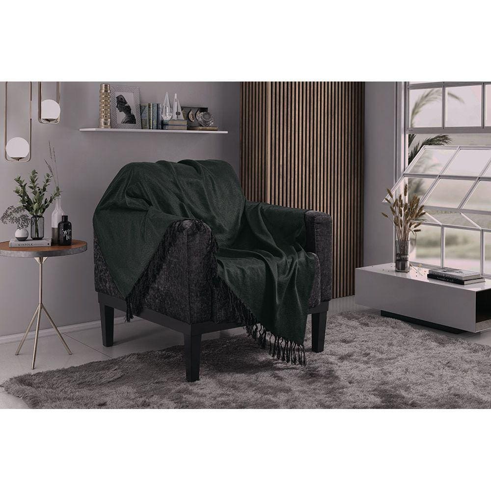 Manta P/ Sofá - Turim - 3 Lugares - Verde Musgo - 1,40m x 2,10m - Adomes