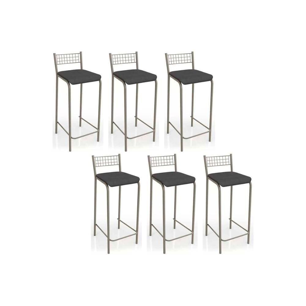 Banqueta Gênova B705 Kit 6 Un Niquel/Preto 110 - Kappesberg