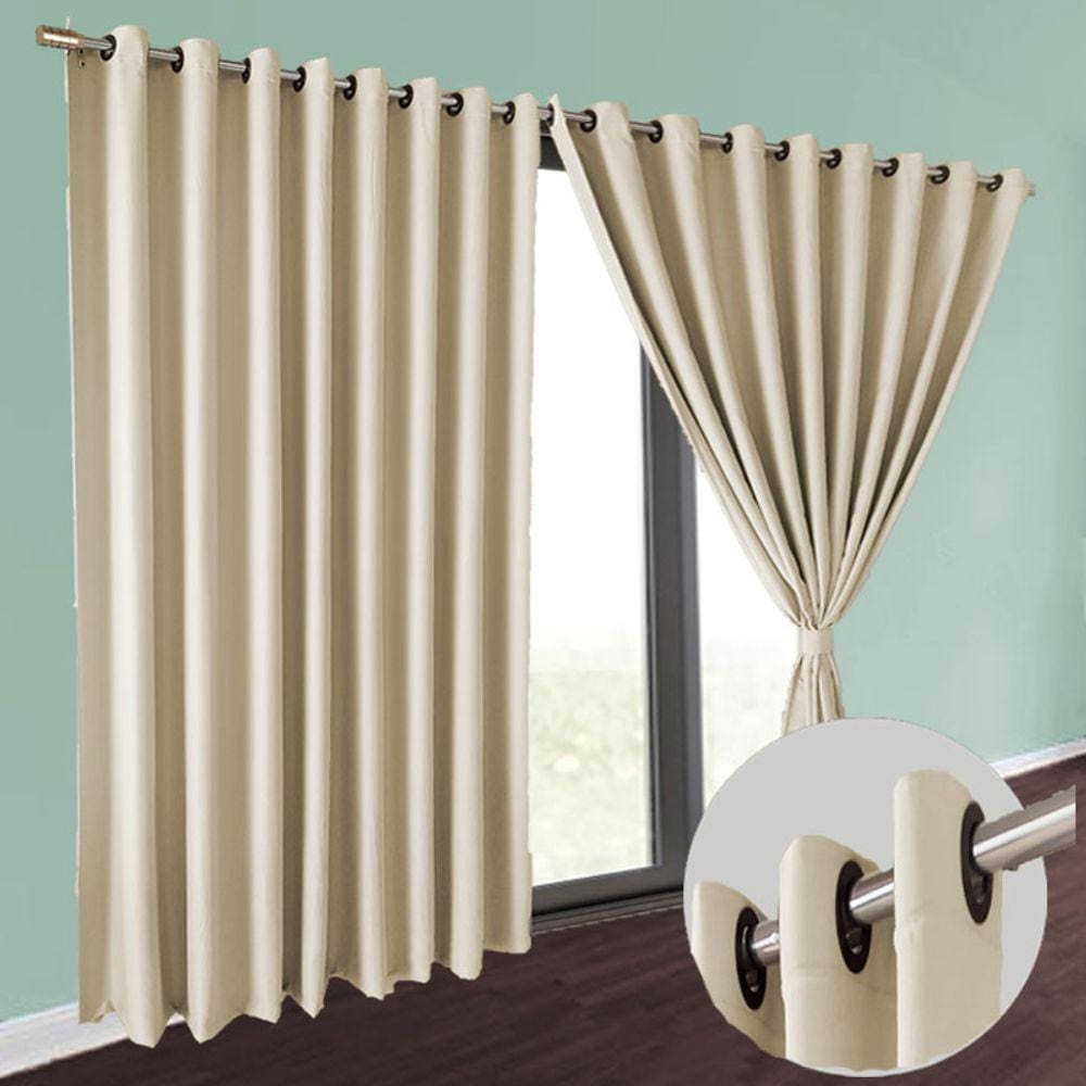 cortina de apartamento Brenda em tecido 6 x 2,30 palha