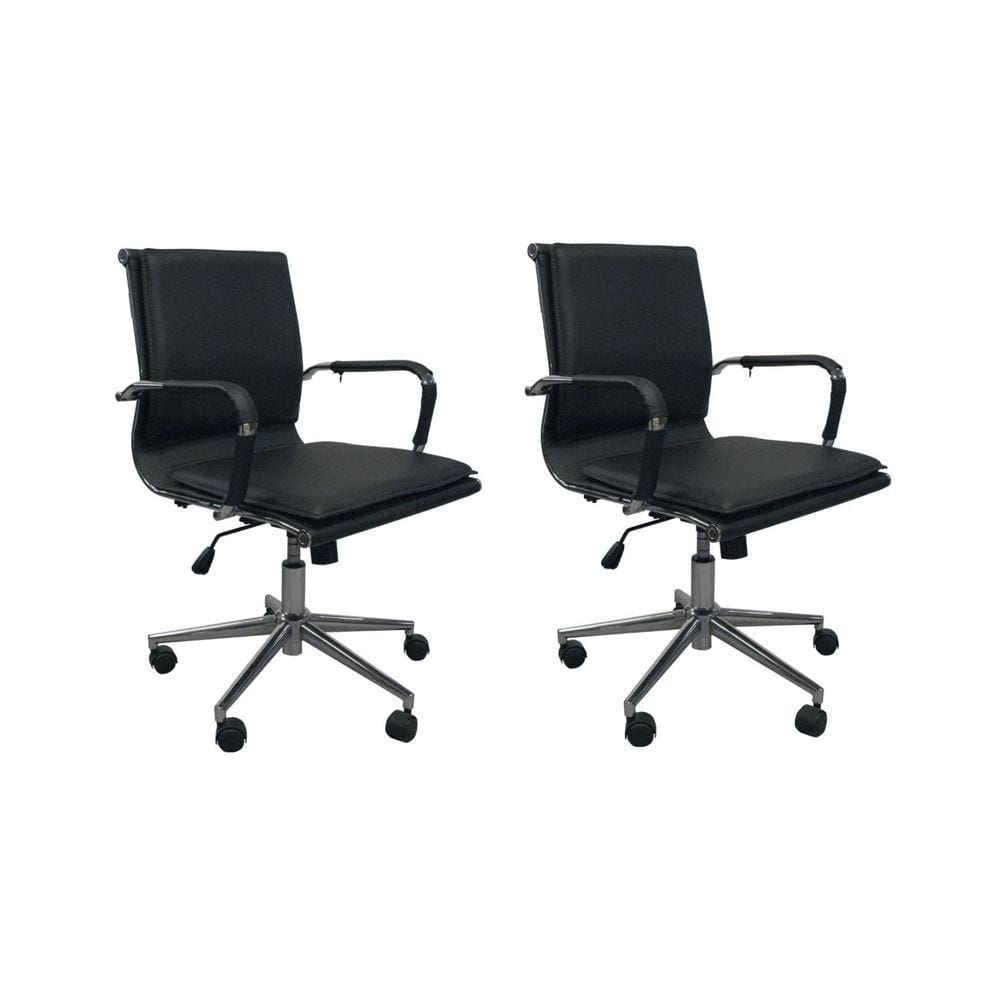 Kit 2 Cadeiras de Escritório Office Valência Rivatti Preto
