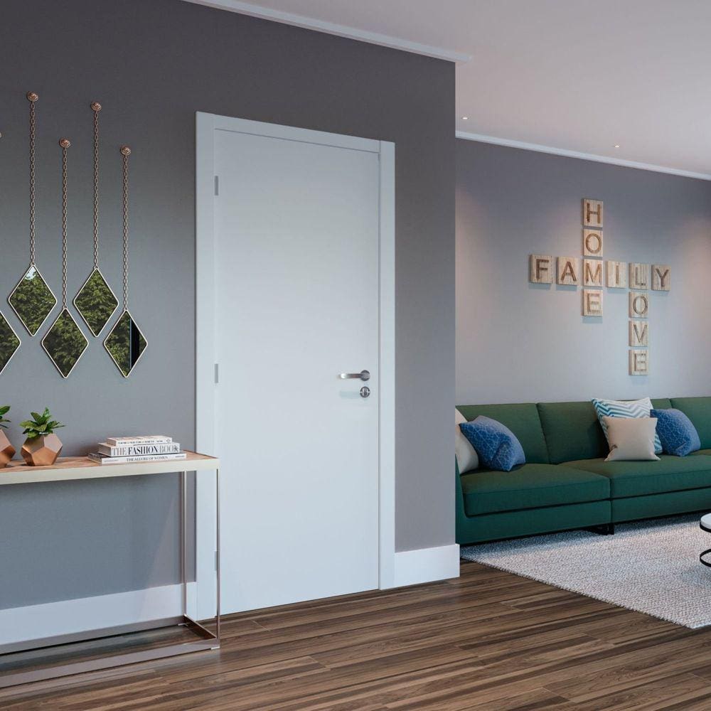 Porta de Madeira 210x80cm Espessura 3,5cm Mso Eucaplac Eucatex Branco Max