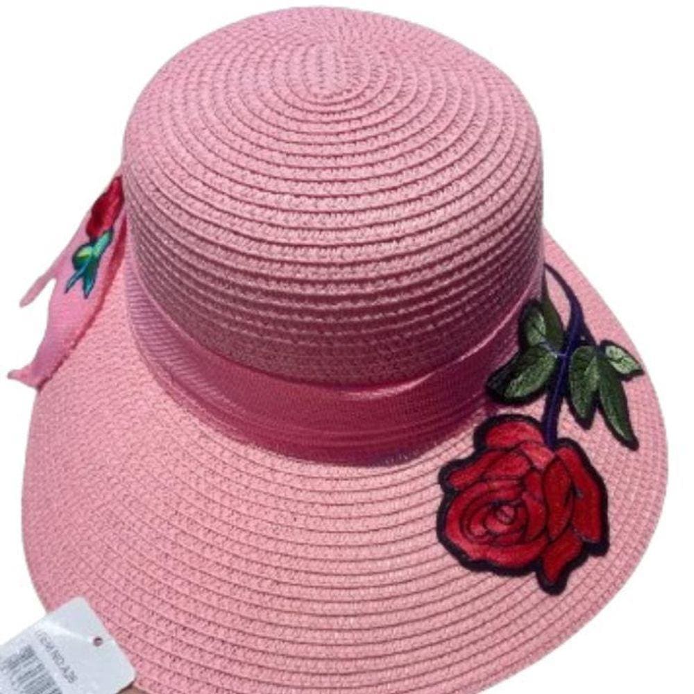 Chapeu Praia Verão Palha Feminino Color Rosa