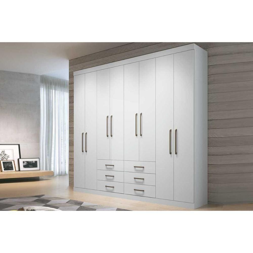 Guarda Roupa Casal 8 Portas e 6 Gavetas Master 8.6 Branco - Santos Andirá