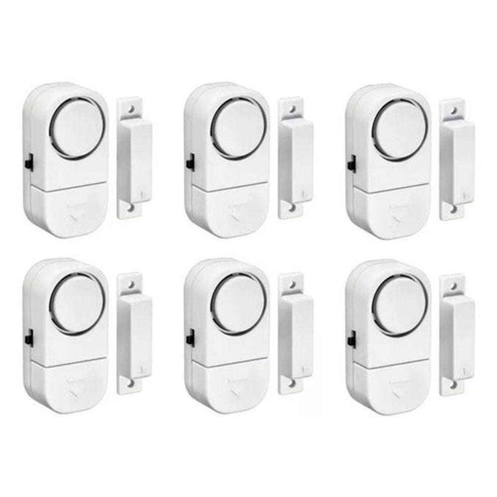 Kit 06 Alarme Sonoro Invasão Residencial Porta Janela Portão