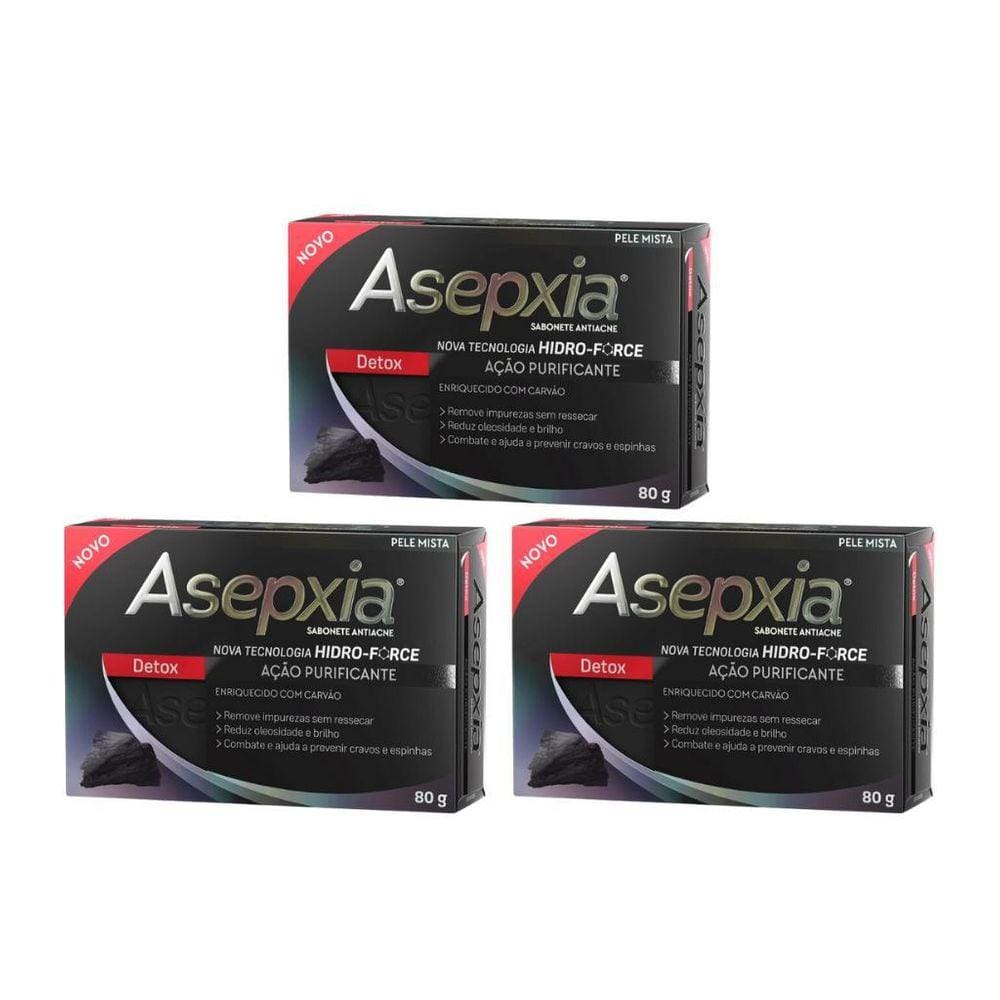 Sabonete Asepxia 80G Carvao - Kit Com 3Un