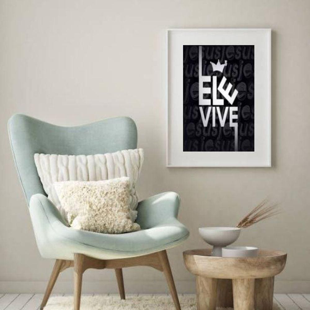 Quadro Decorativo Jesus Ele Vive - 60X48Cm
