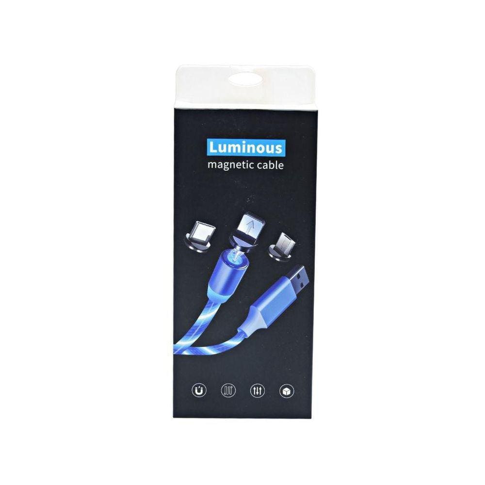 Cabo Carregador De Celular Imã Magnético Micro Usb Led Neon
