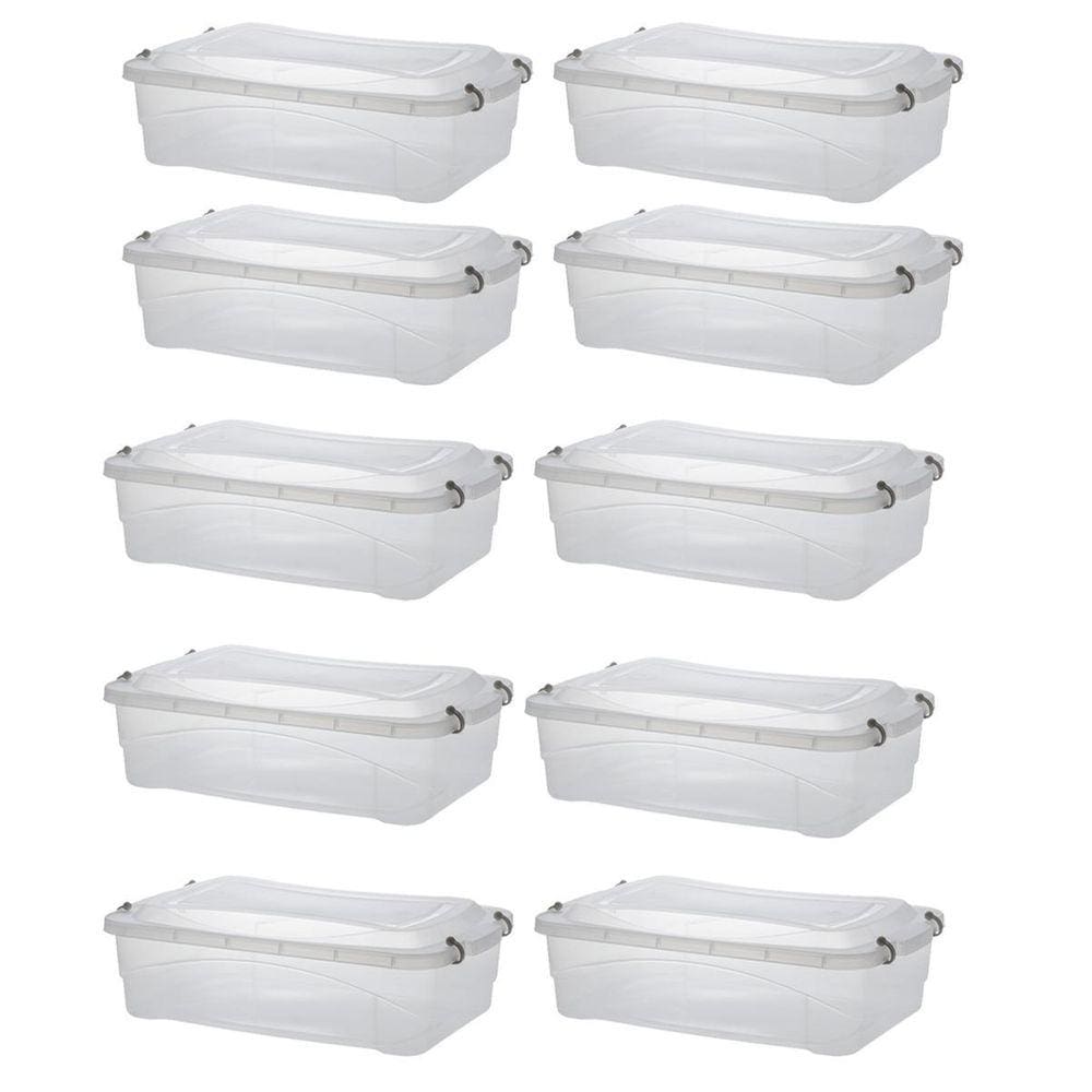 Kit 10 Caixa Organizadora Pratic Box 10L Transparente