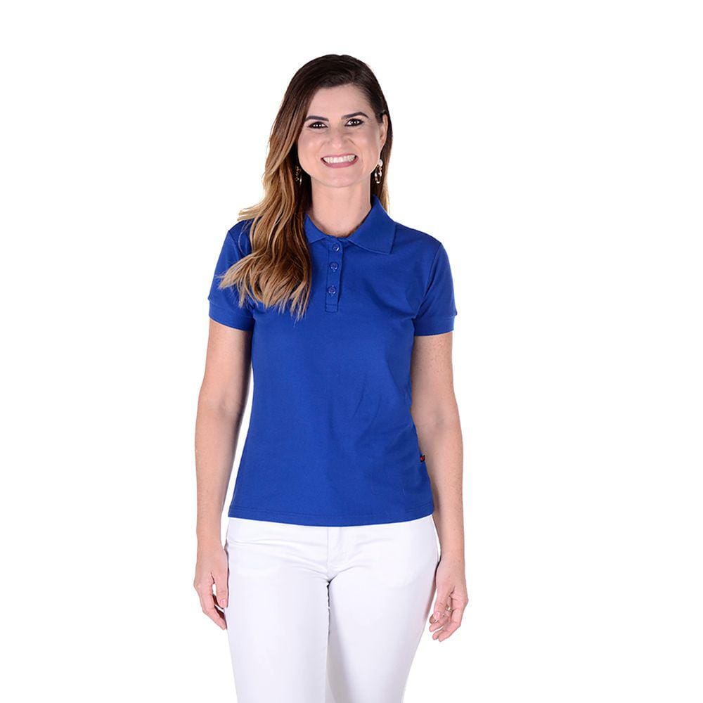 Uniforme Feminino Baby Look em Piquet - Azul Royal