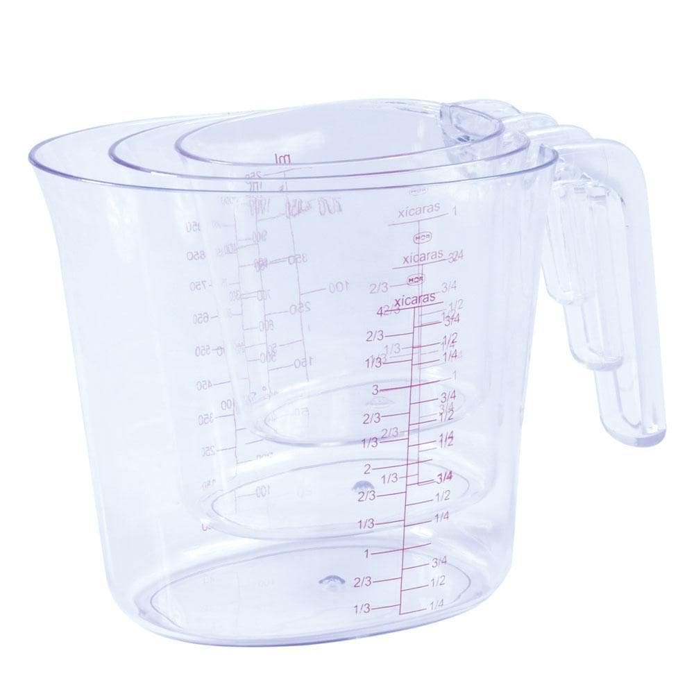 Conjunto 3 Jarras Medidoras Com Alça 250Ml, 500Ml E 1 Litro