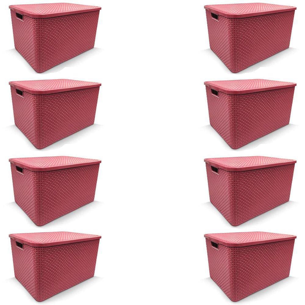 Kit 8 Caixa Organizadora Rattan Decorativa Com Tampa