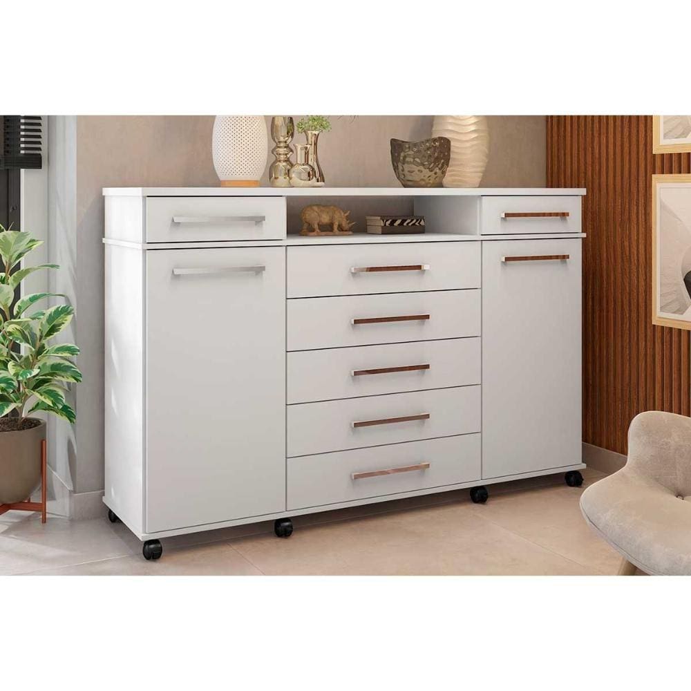 Cômoda Casal London c/ 2 Portas e 7 Gavetas Branco - Demóbile