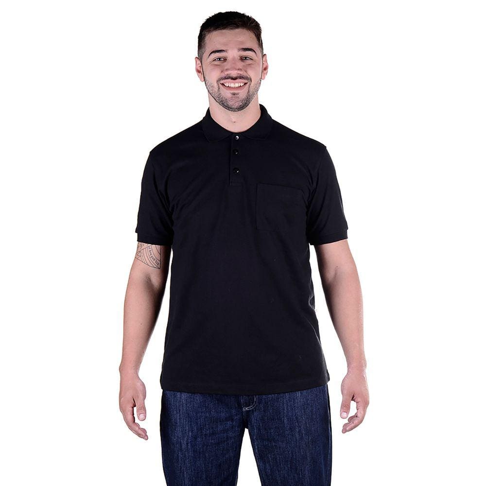 Camisa Uniforme Gola Polo de Piquet - Preto