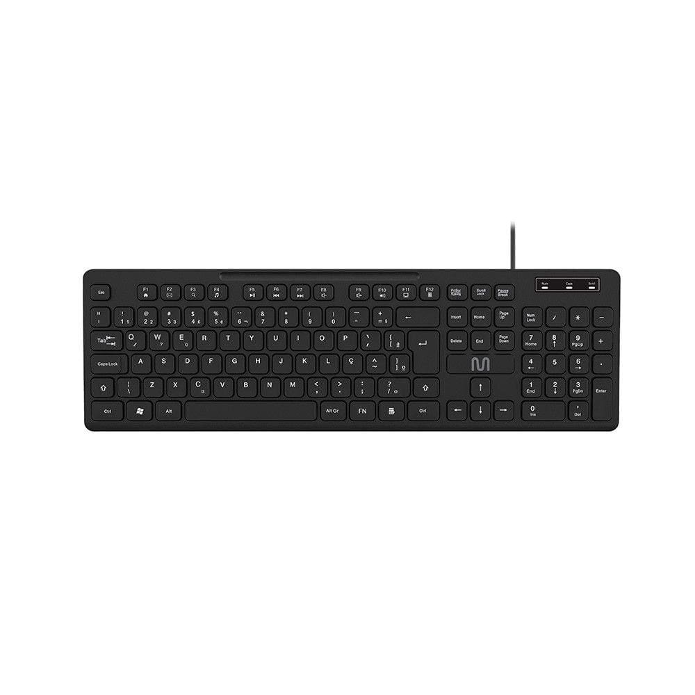 Teclado Com Fio Multi Multimídia Cabo de 180cm Teclas Redondas USB Preto - TC294