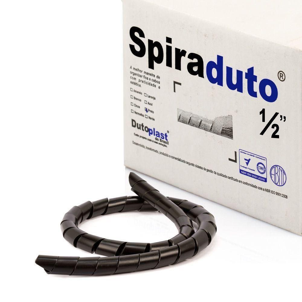 Organizador Fios E Cabos Spiraduto 1-2 Preto - 50 Metros