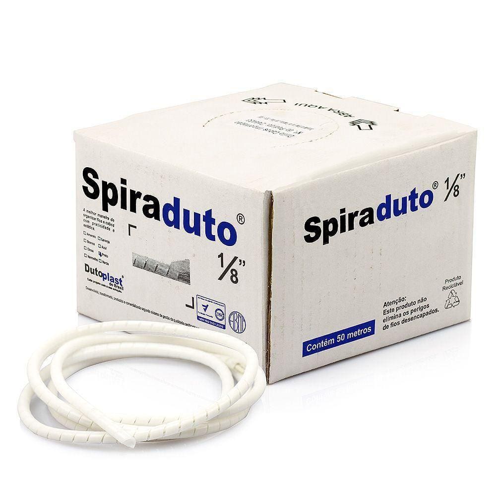 Organizador De Fios E Cabos Spiraduto 1-8 Branco - 50 Metros
