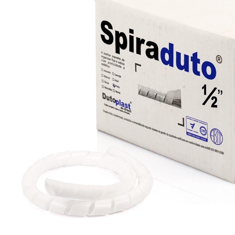 Organizador Fios E Cabos Spiraduto 1-2 Branco - 45 Metros