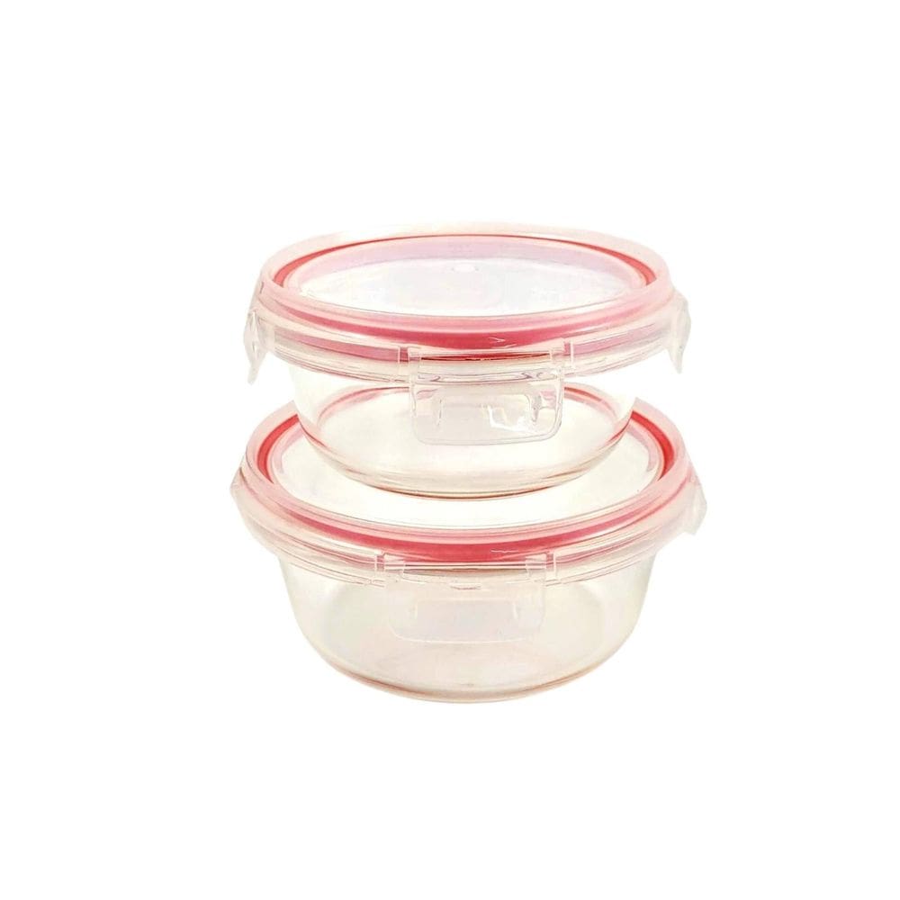 Pote Hermético De Vidro Redondo Com Tampa 620/400Ml Kit 2Pc
