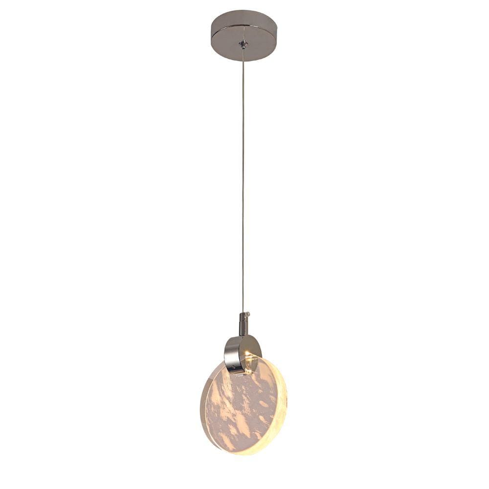 Pendente Redondo Cromado Cristal 13cm Led 5W 3000K Bivolt