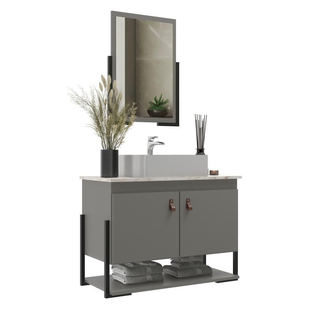 Gabinete Banheiro 60cm C/ Cuba E Espelheira Cr10106