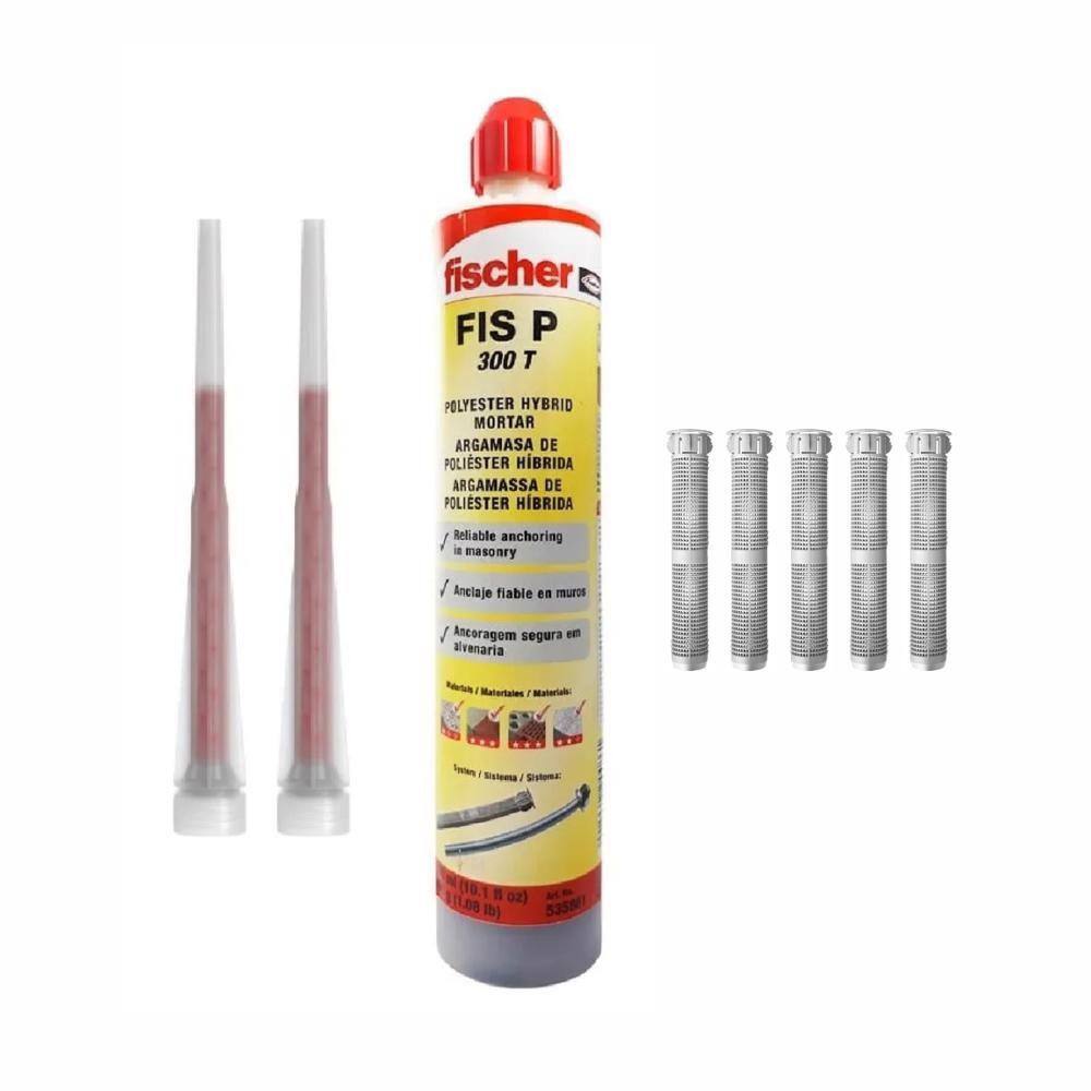 01 Chumbador Químico Fischer com 05 Camisas Bucha Injeção 12mm