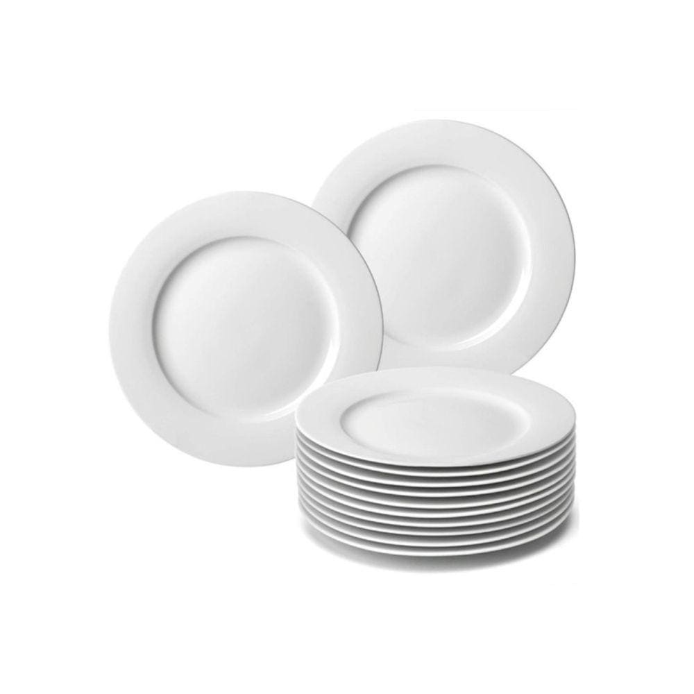 Kit 12 Pratos de Sobremesa Branco Doce Festa Melamina 20cm