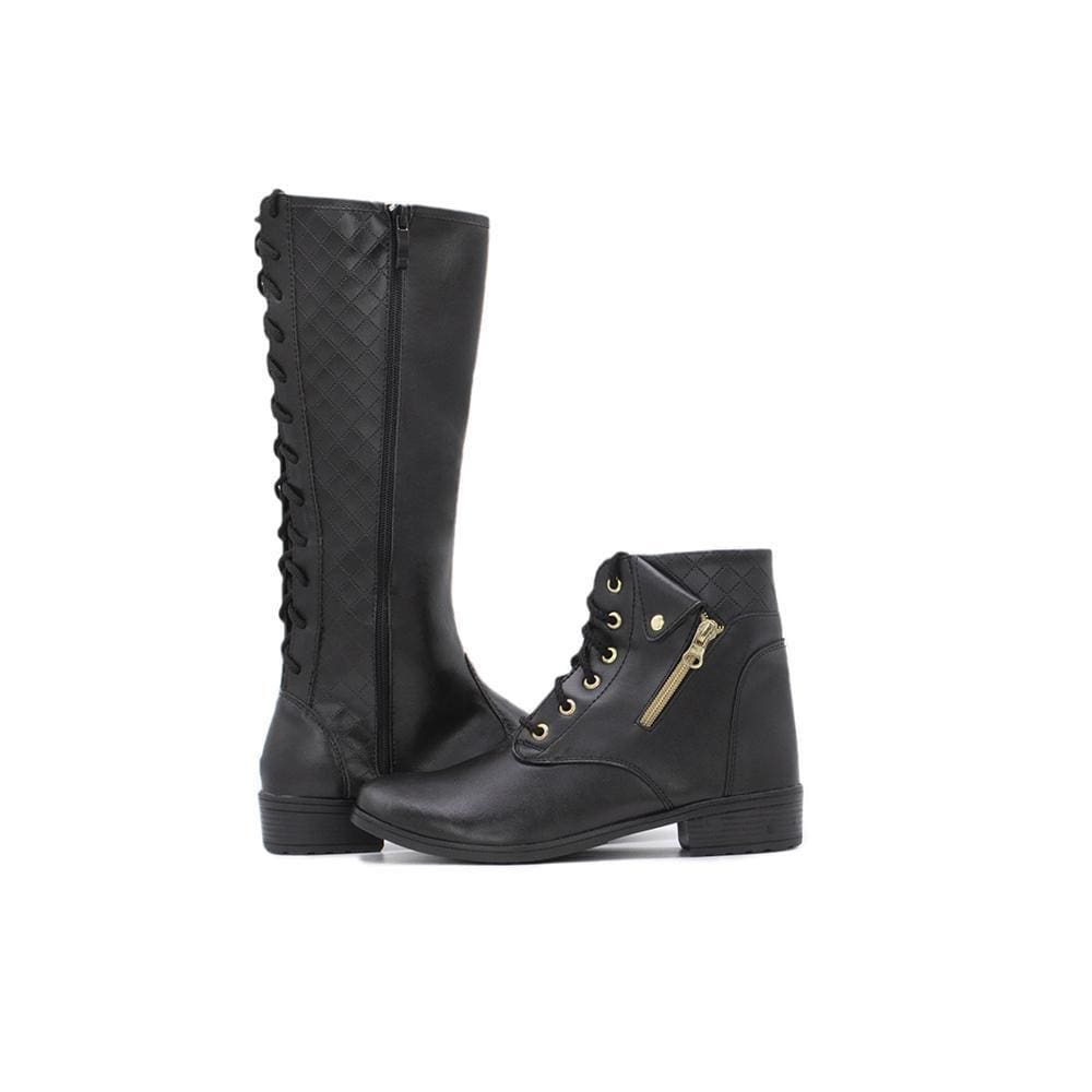 Kit 2 Pares Bota Montaria Feminina Cano Alto Ziper e Coturno Cano Baixo Solado Borracha