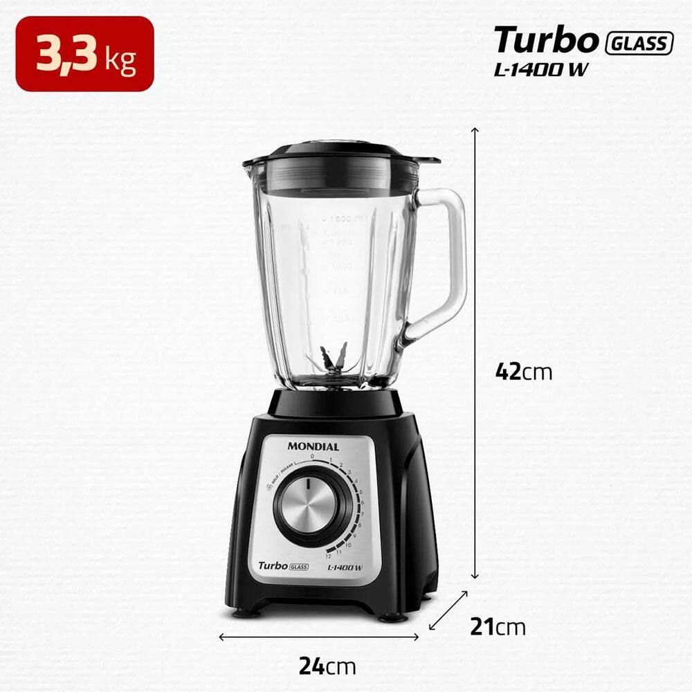Liquidificador Mondial L-1400-GI Turbo Glass Jarra | Extra
