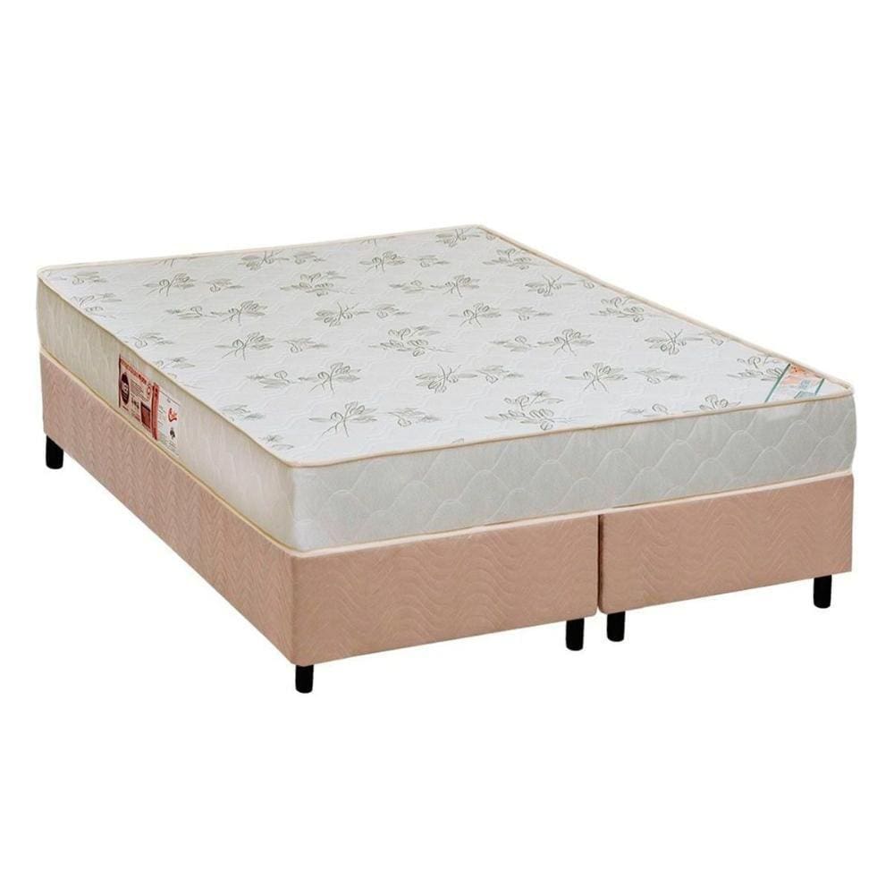 Cama Box King: Colchão Espuma D33 Castor Sleep Max Relax + Base CRC Suede Clean(193x203)