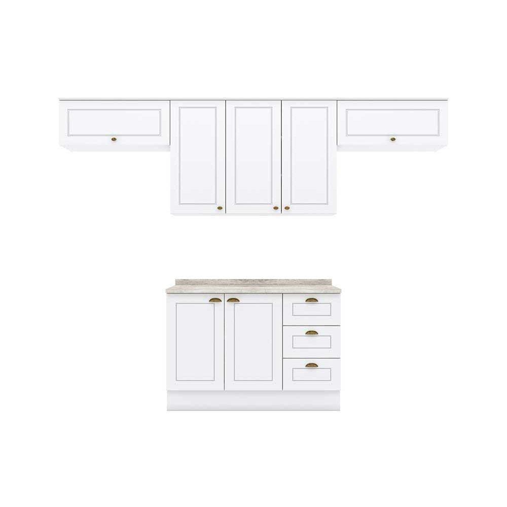 Cozinha Completa Americana 5 Peças (3 Armários + 1 Balcão + 1 Complemento) C5P11 Branco - Henn