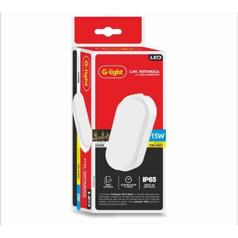 Luminária Tartaruga Led 15w Glight Branca Ip65 6500k